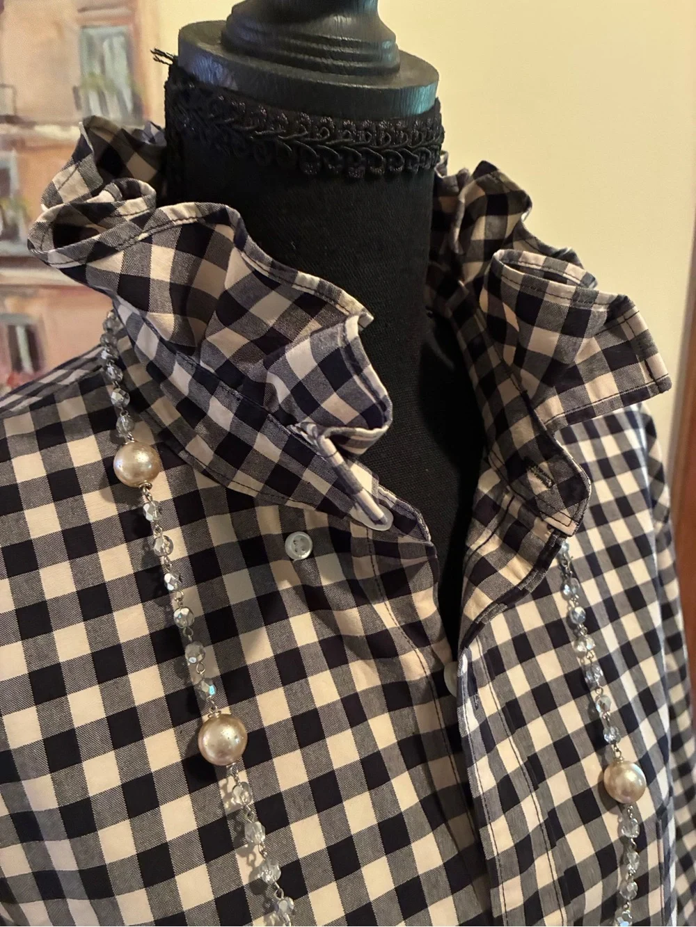 J. Crew Black and White Gingham Button-Down Shirt